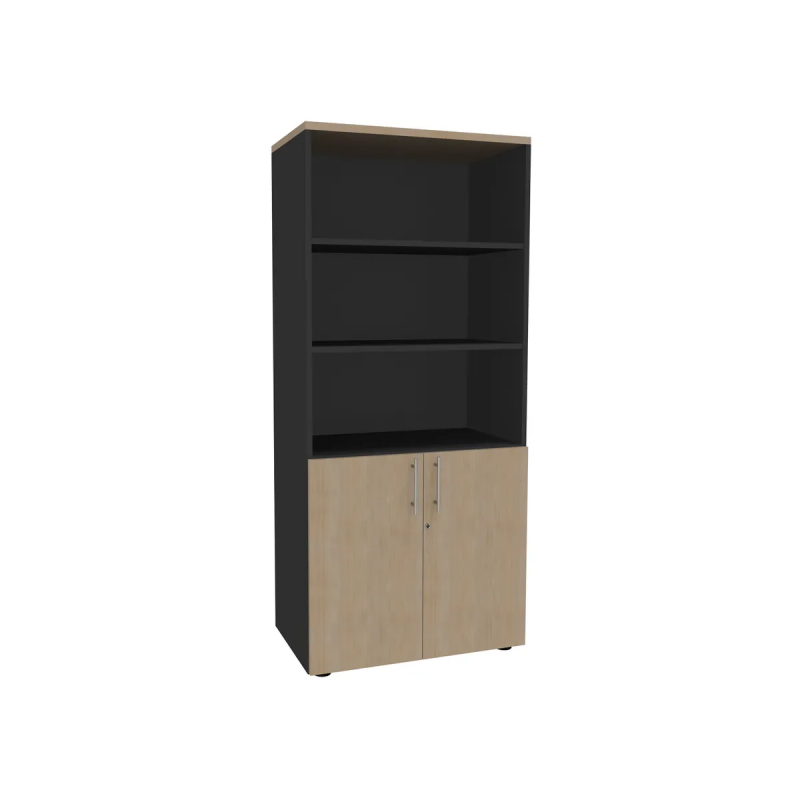 IDRA/DUAL bookcase with 2 low doors - W80 x H180 x D47