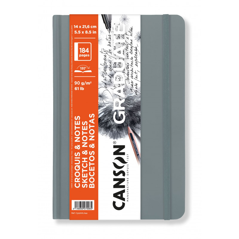 CANSON GRADUATE SKETCH & NOTES Hard Cover Light Grey CANSON GRADUATE SKETCH & NOTES Hard Cover Light Grey