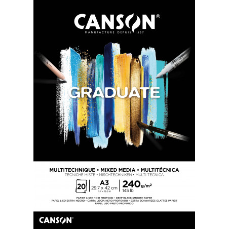 PAD CANSON  GRADUATE  MIXED MEDIA BLACK