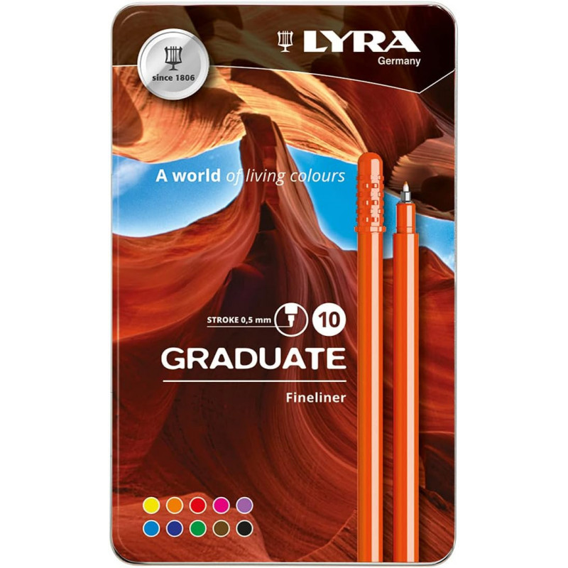 LYRA GRADUATE FINELINER WARM COLOR METALIC BOX 10