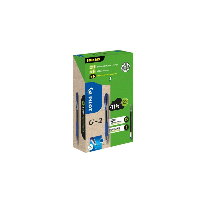 PILOT GREEN VALUE PACK- G2- 12 PENS + 12 REFILLS BLUE PILOT GREEN VALUE PACK- G2- 12 PENS + 12 REFILLS BLUE