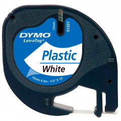 MARKFIELD COMPATIBLE RUBAN DYMO LT PLAST BLACK ON WHITE 12MMX4M