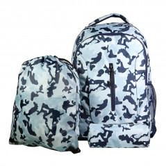 SET OF 3 Backpack 2 comp + PC + Gymbag Camo Blue