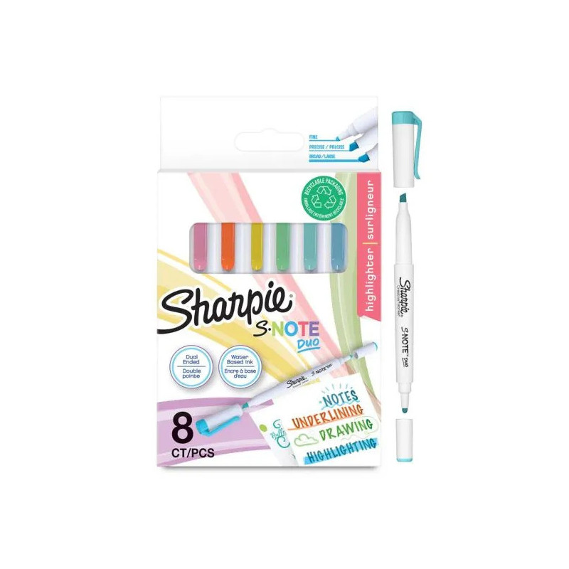 SHARPIE Fine S Note Markers Pastel Dual Tip X8