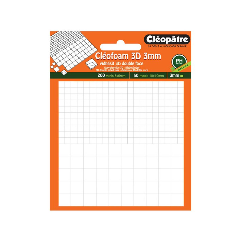 CLEOPATRE STICKY FOAM SQUARE 3MM CLEOPATRE STICKY FOAM SQUARE 3MM