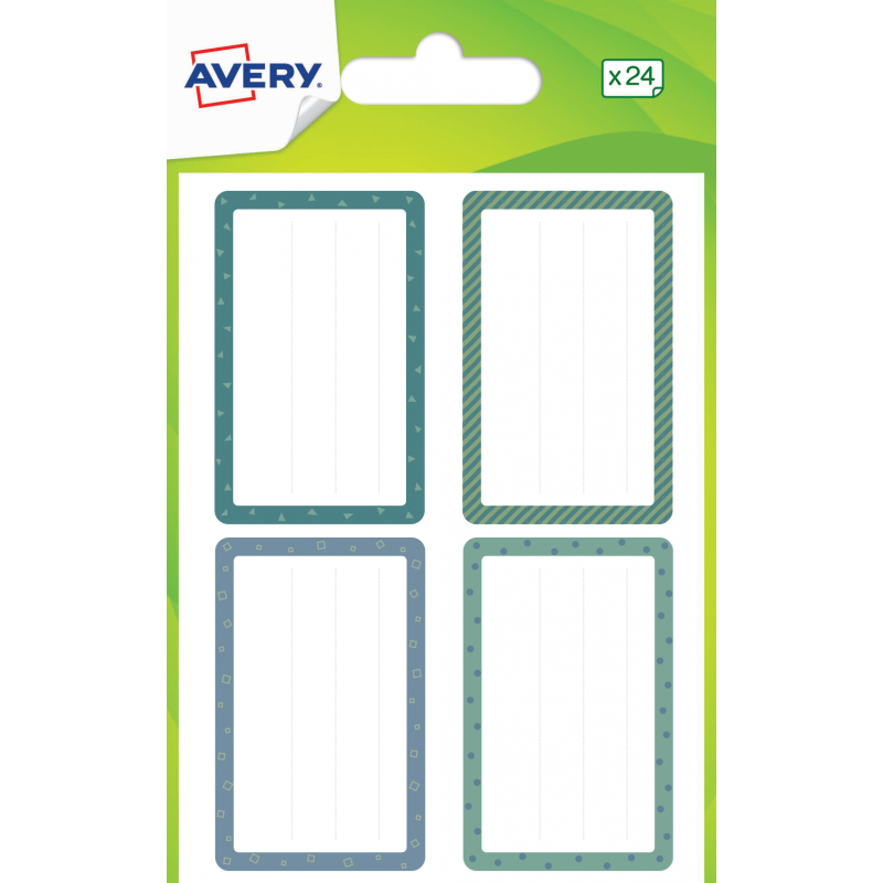 AVERY School Labels RECYCLED Design Green X25