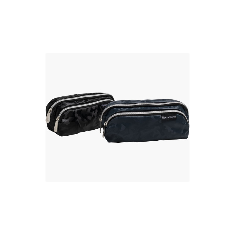 EXA CAMO 2 ZIP PENCIL CASE BLACK OR BLUE