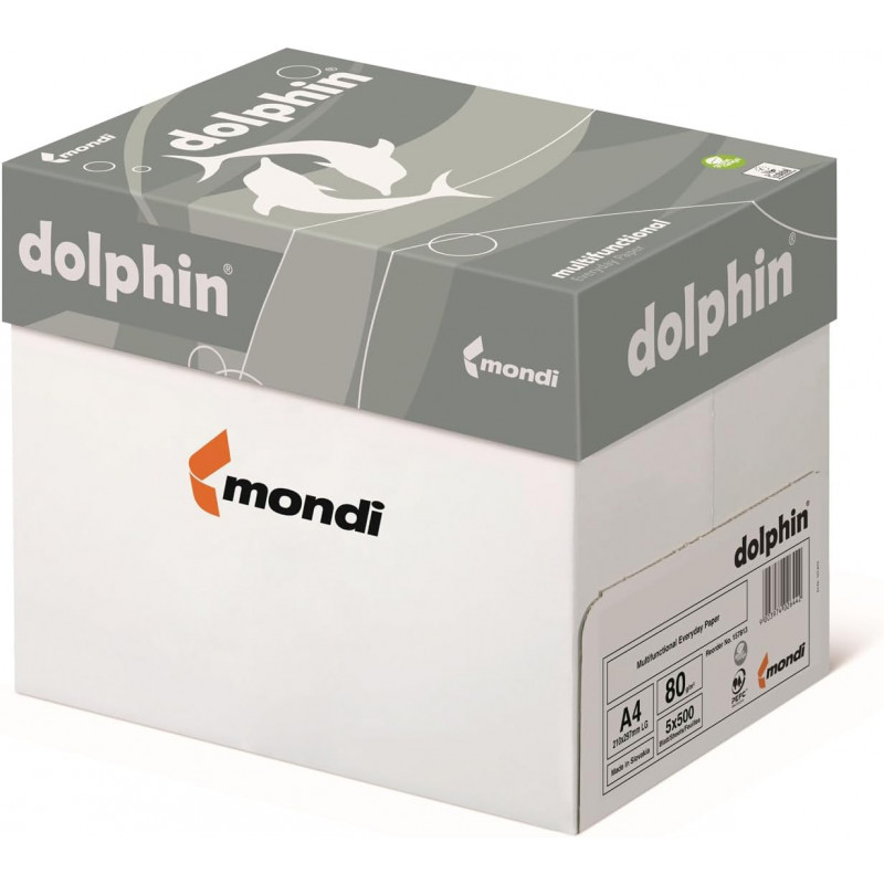 MONDI DOLPHIN PRINTING PAPER A4 80GR/M² 5×500 SHEETS MONDI DOLPHIN PRINTING PAPER A4 80GR/M² 5×500 SHEETS