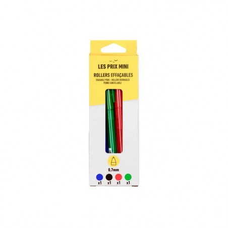 Pack of 4 economic erasable Pens in 4 assorted colors.
