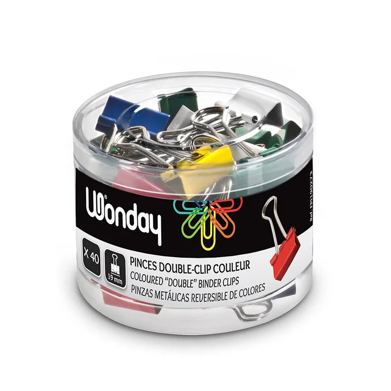 Wonday - Foldback Clips 19mm Assorted Colour x 40 Wonday - Foldback Clips 19mm Assorted Colour x 40