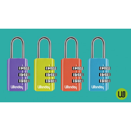 Wonday 3 digit padlock assorted colour