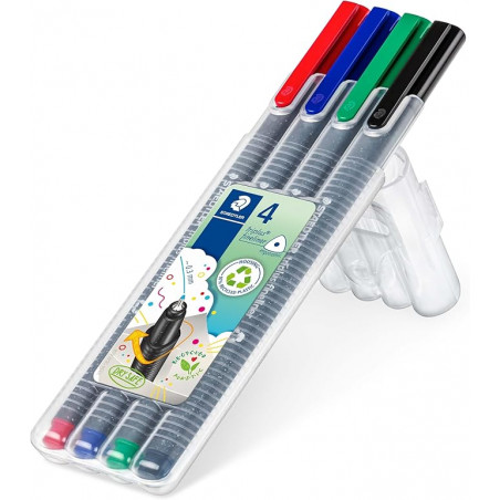 STAEDTLER triplus 334 - Fineliner, black, red, blue, green set x4