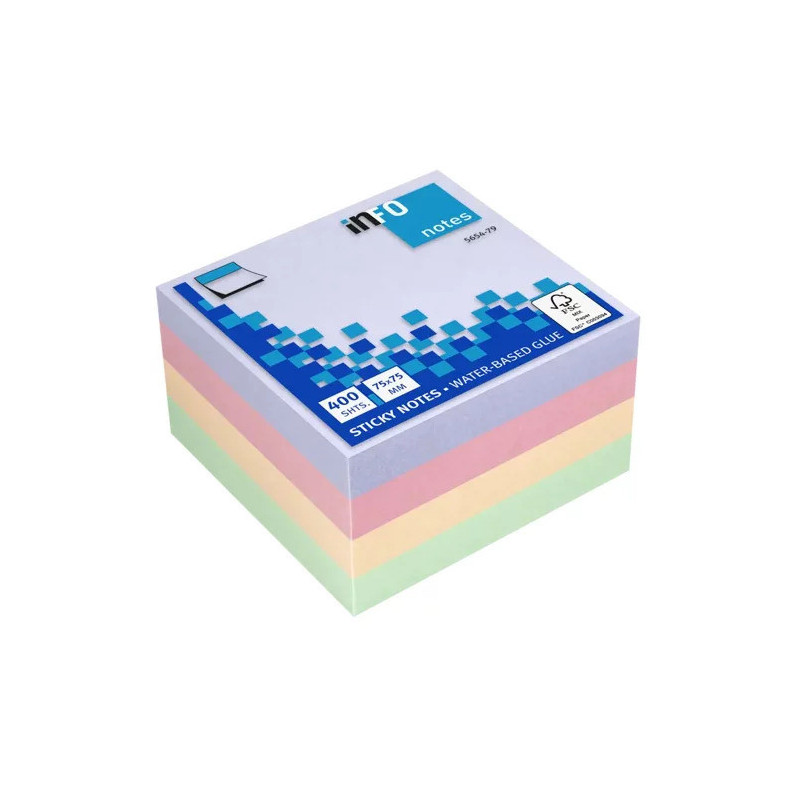 VIQ - Sticky Notes Ass. Color Block Cube Harmony 75x75mm
