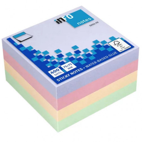 VIQ - Sticky Notes Ass. Color Block Cube Harmony 75x75mm
