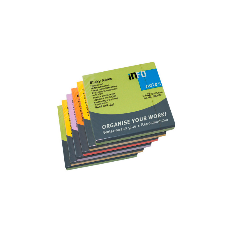 VIQ - Sticky Notes Ass. Color Spring 6 Pads 75x75mm