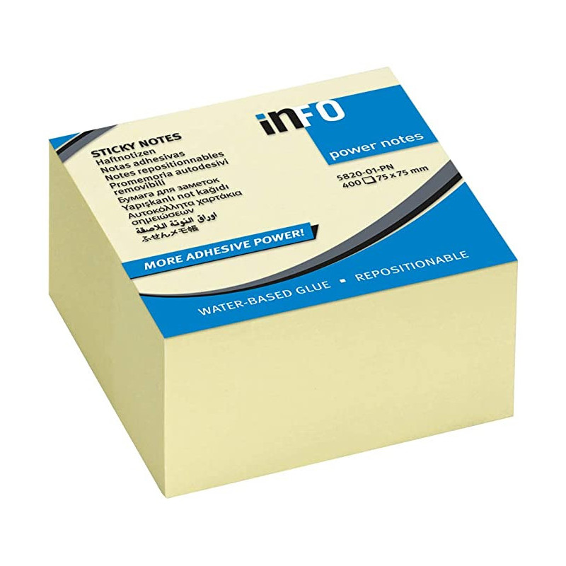 VIQ - Sticky Notes Ass. Color Block Cube Yellow 75x75mm
