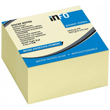 VIQ - Sticky Notes Ass. Color Block Cube Yellow 75x75mm