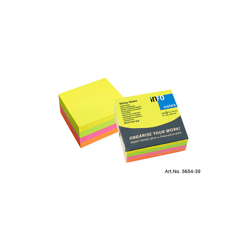 VIQ - Sticky Notes Ass. Color Block Cube Fluo75x75mm