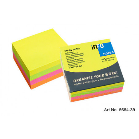 VIQ - Sticky Notes Ass. Color Block Cube Fluo75x75mm