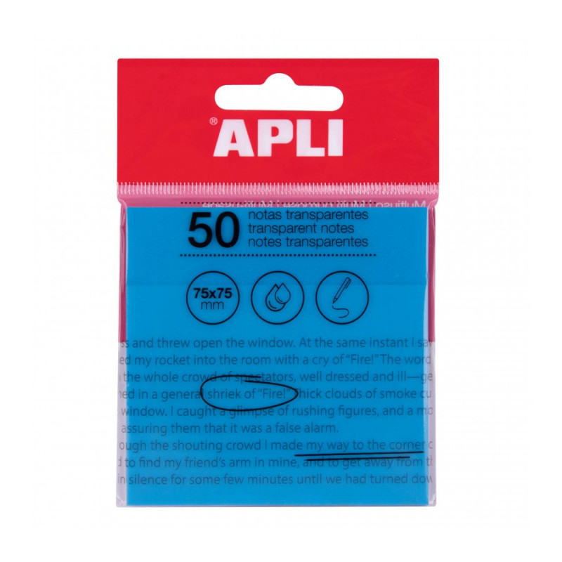APLI - Sticky Note Transparent Blue x50