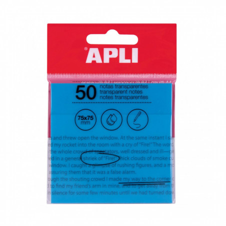 APLI - Sticky Note Transparent Blue x50