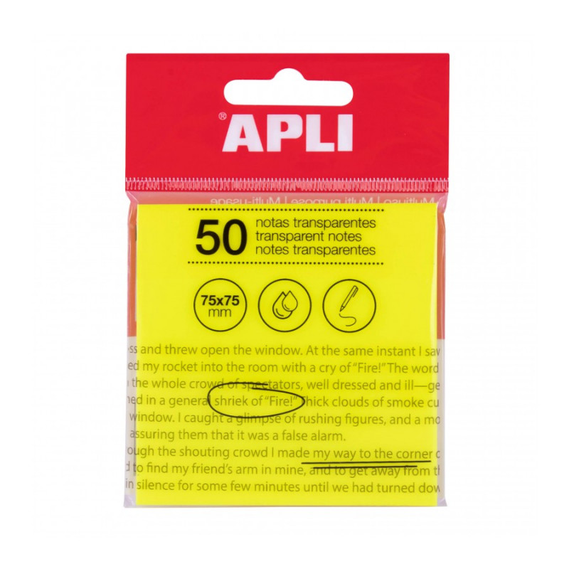APLI - Sticky Note Transparent Yellow x50