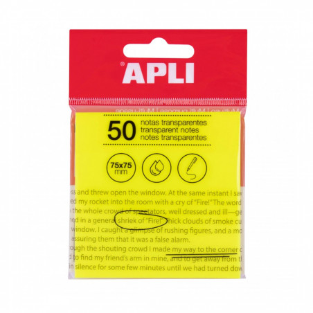 APLI - Sticky Note Transparent Yellow x50