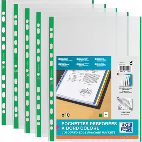 oxford punched pocket green border x10