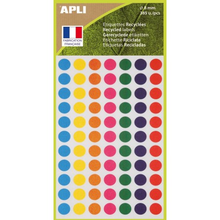 APLI - Recycled Round Adhesive Assorted Color Ø8mm
