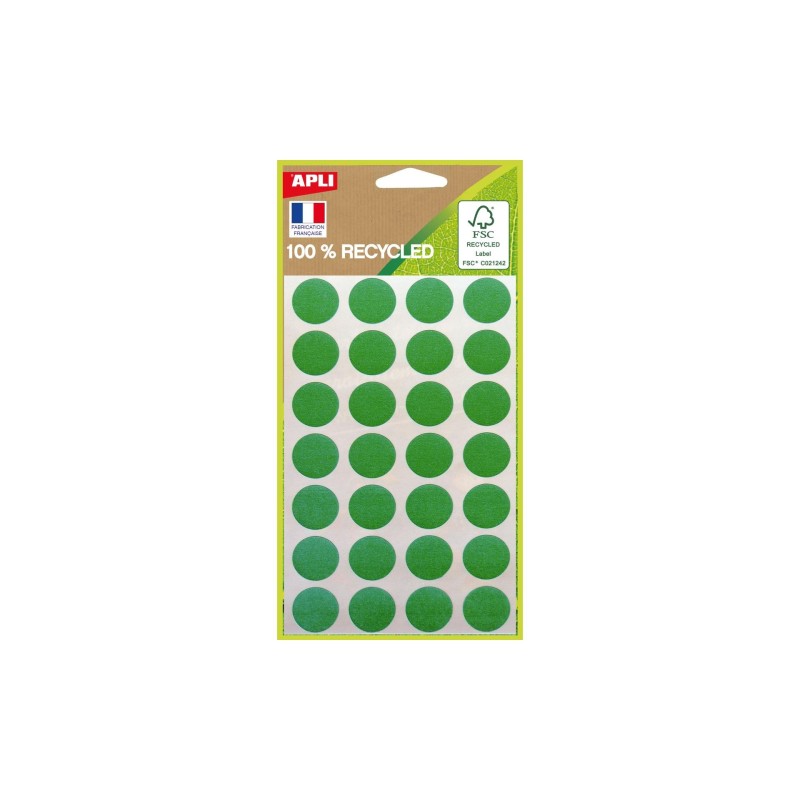 APLI - Recycled Round Adhesive Green Ø15mm