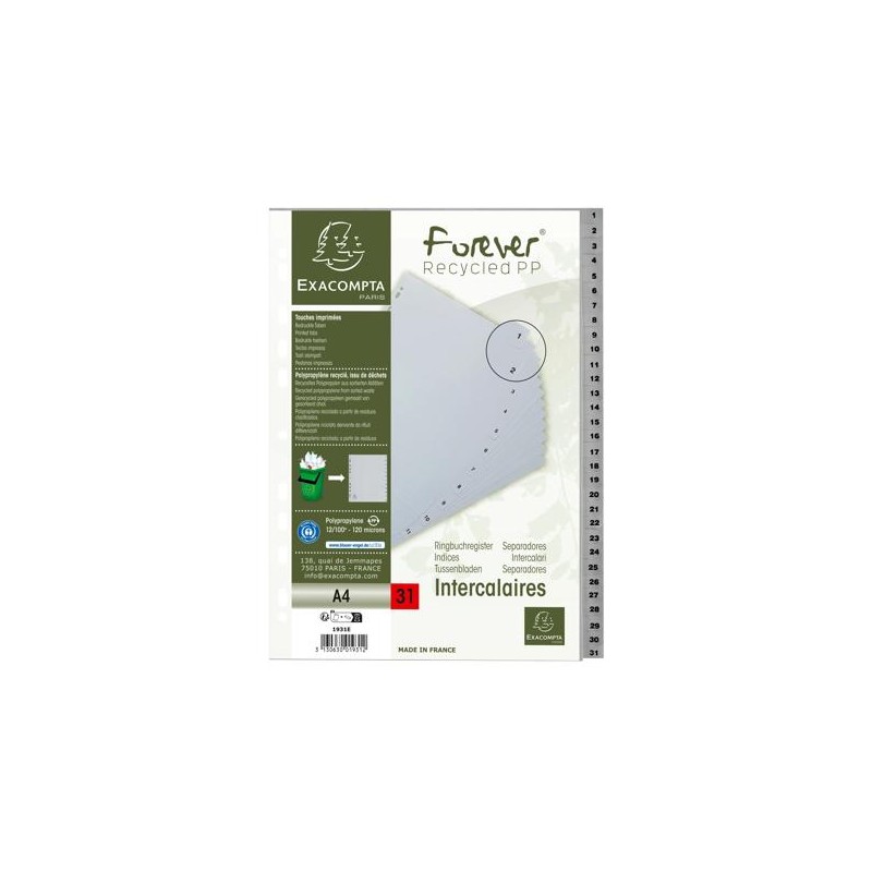 Exa - Dividers 1 to 31 Plastic Recycled Exa - Dividers 1 to 31 Plastic Recycled