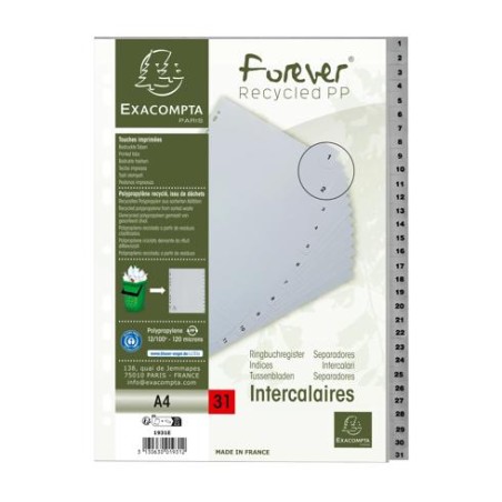 exa dividers plastic recycled 1 to 31