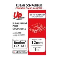 Uprint - Compatible Labelling Tape Black On Clear 12mm