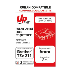 Uprint - Compatible Labelling Tape Black On White 6mm