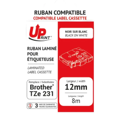 Uprint - Compatible Labelling Tape Black On White 12mm