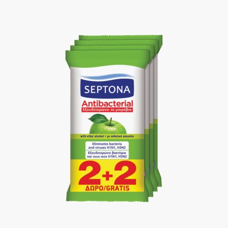 SEPTONA WIPES GREEN APPLE 15PC 2+2