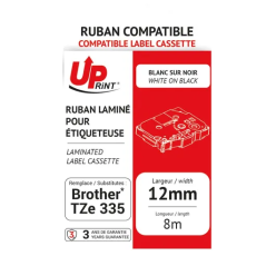 Uprint - Compatible Labelling Tape White on Black 12mm