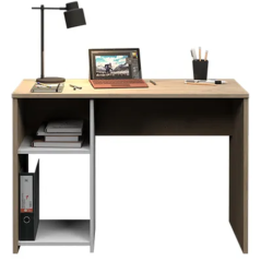 Home office desk -White and oak-effect finish with 1 storage section - 120x75x50 cm