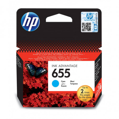 HP 655 Cyan Original Ink Advantage Cartridge -CZ110AE-