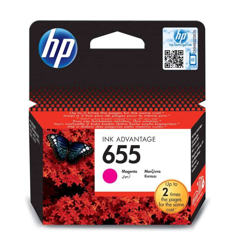 HP 655 Magenta Original Ink Advantage Cartridge -CZ111AE-