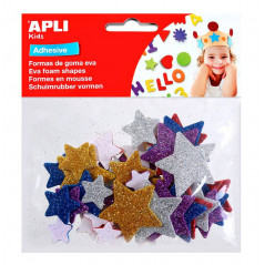 APLI Adhesive Glitter Foam Stars x50