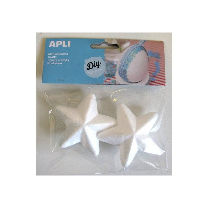 APLI - Styrofoam stars 75mmX75mm, x2