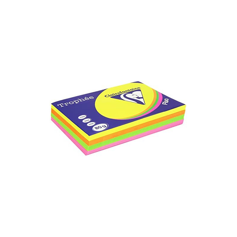 Clairefontaine TrophŽe Tinted Paper Fluo Assorted Colour- 80g
