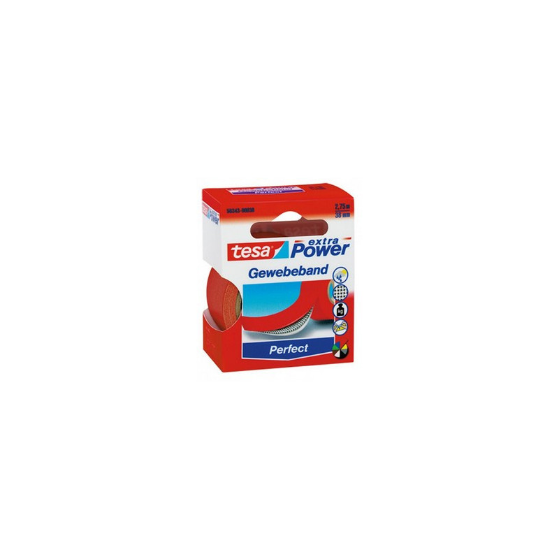 Tesa Extra Power Perfect - Cloth tape 38 mm x 2.75 m - Red