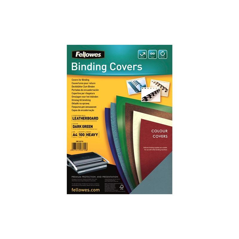 Fellowes Binding Covers A4 Dark Green - Pack 100