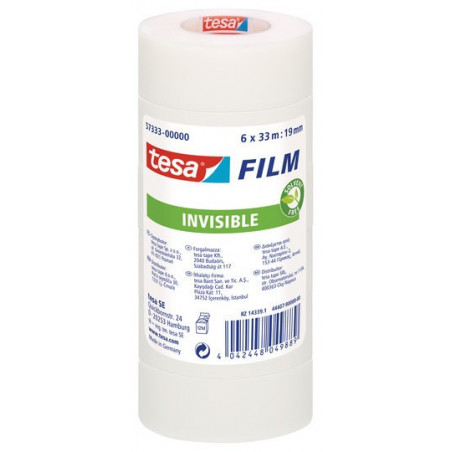 Tesafilm Invisible - Office tape -6 rolls-, 19 mm x 33 m