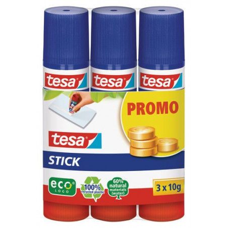 Tesa ecoLogo - Glue stick, 10 g - pack of 3 -