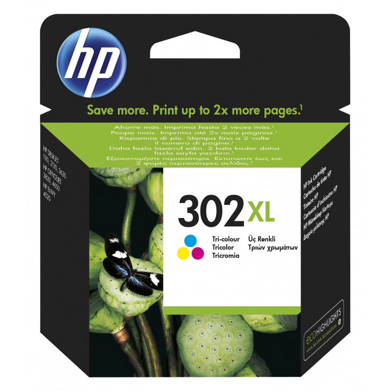 HP 302XL High Yield Tri-color Original Ink Cartridge -F6U67AE-