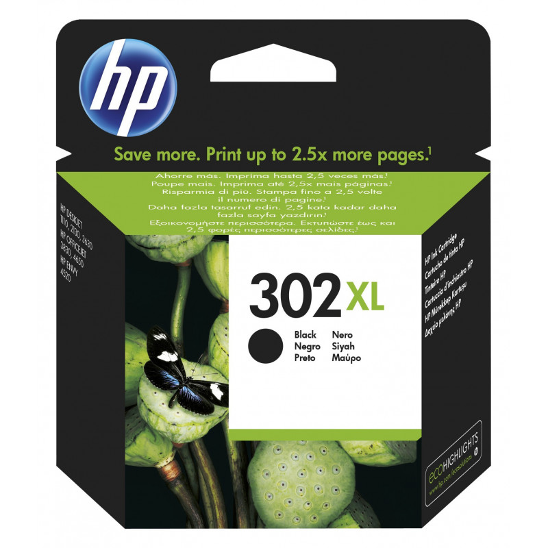 HP 302XL High Yield Black Original Ink Cartridge -F6U68AE-