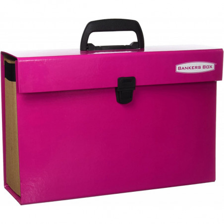 BANKERS - Expanding Case With Handle 19 Compartments, Pink